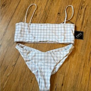 Zaful Blue and White Checkered Bikini